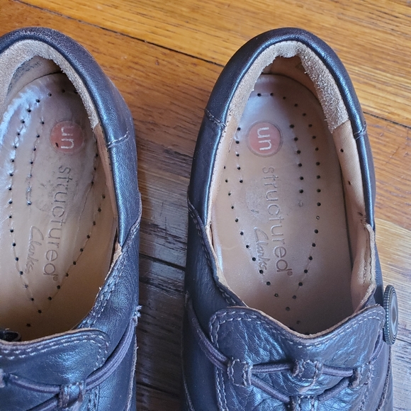 Clarks Unstructured UnLoop Leather Clogs Slip On Flats Shoes Brown Size 7 - Picture 4 of 11